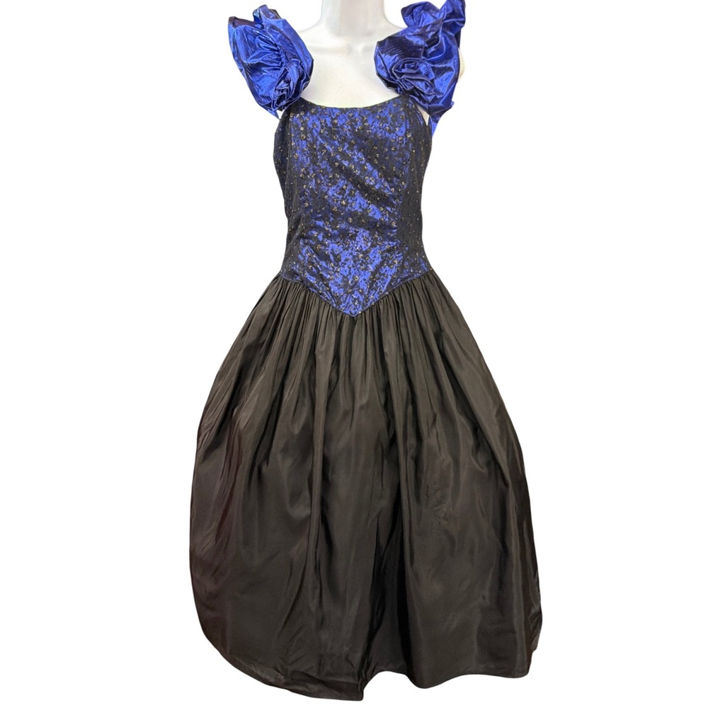 80s Vintage Unbranded Prom Dress Glam Metallic Gothic Romance Maximalist